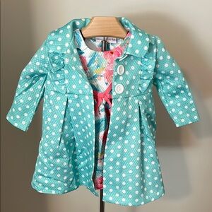 Floral Sleeveless Baby Dress with Bow and Matching Coat!